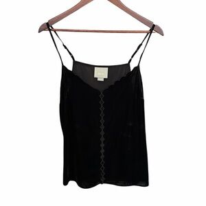 Maeve black velvet camisole tank Medium Anthropologie witchy forget going out